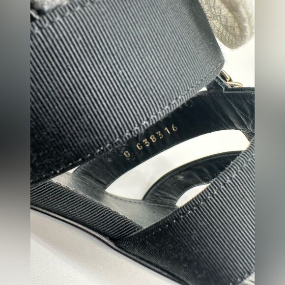 Chanel Interlocking CC Logo Grosgrain Chain Bow Black Sandals EU 37.5 US 6.5-7 - Picture 4 of 13